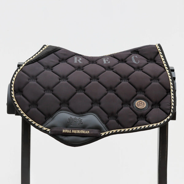 Royal Equestrian Jump Saddle Pad Black Gold Full