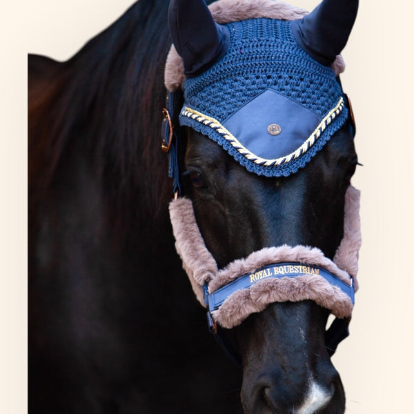 Royal Equestrian Fur Halter Navy Full