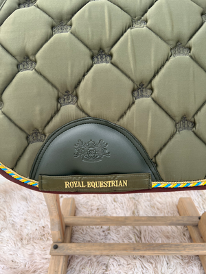 Royal Equestrian Jump Saddle Pad Olive Gold Limited Full