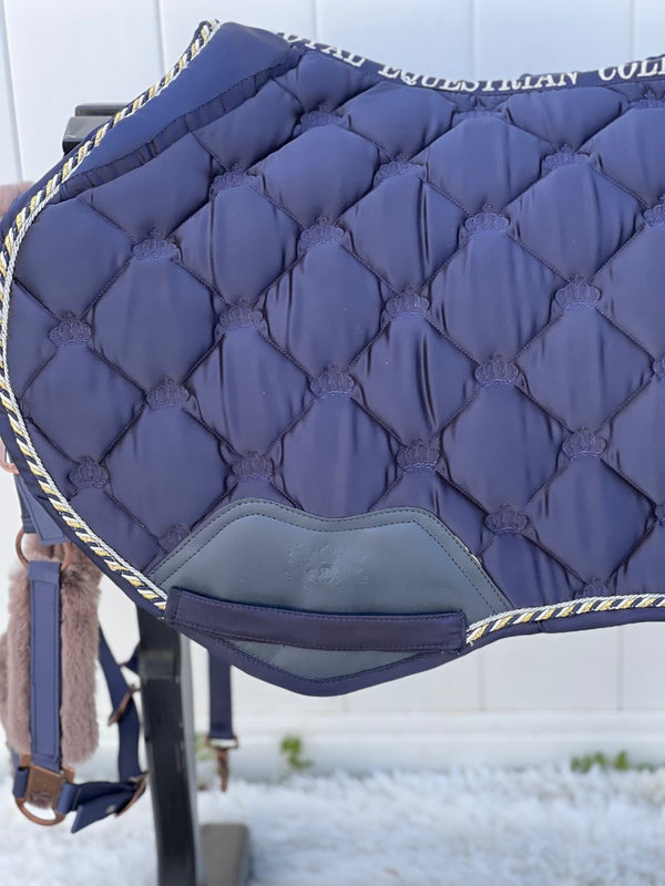 Royal Equestrian Jump Saddle Pad Navy Blue Full