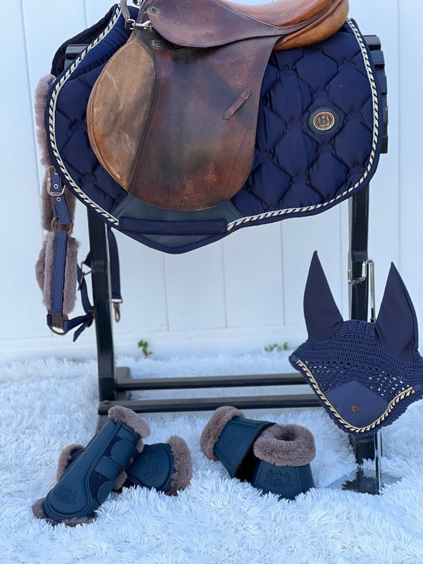 Royal Equestrian Jump Saddle Pad Navy Blue Full