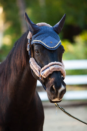 Royal Equestrian Fur Halter Navy Full