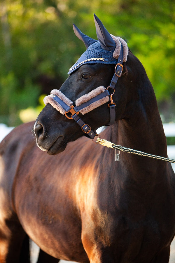 Royal Equestrian Fur Halter Navy Full