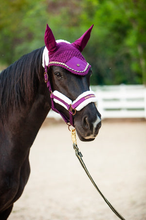 Royal Equestrian Premium Ear Bonnet Purple Navy Full