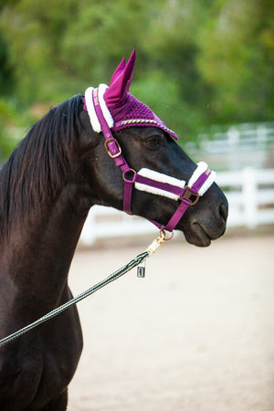 Royal Equestrian Premium Ear Bonnet Purple Navy Full