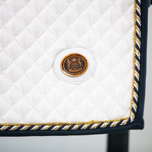 Royal Equestrian Dressage Saddle Pad White Gold Pro Full