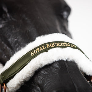 Royal Equestrian Fur Halter Olive White Full