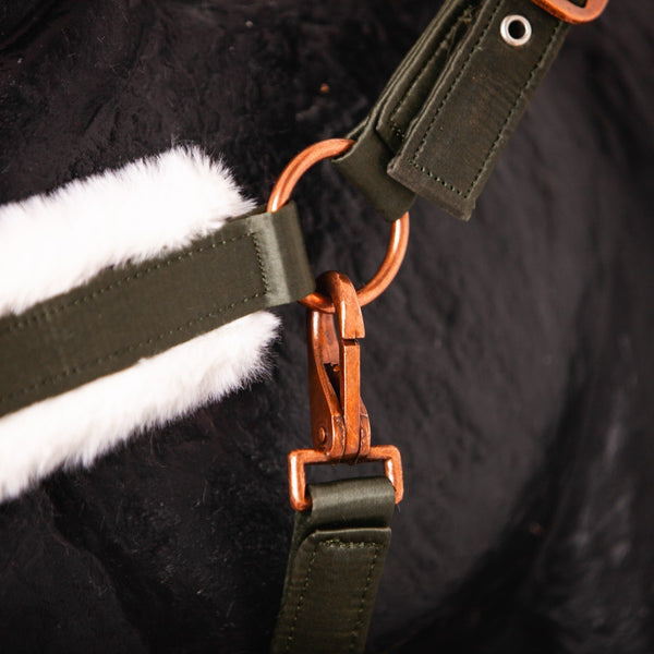 Royal Equestrian Fur Halter Olive White Full