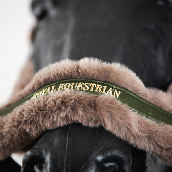 Royal Equestrian Fur Halter Olive Full