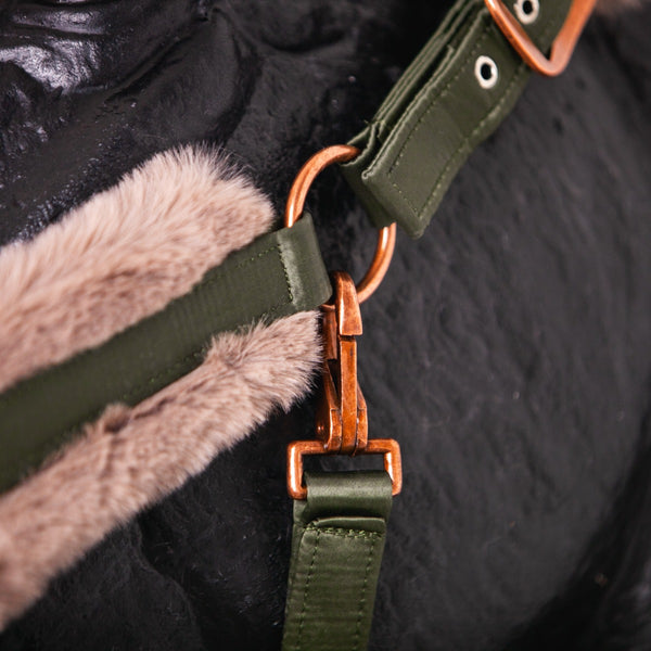 Royal Equestrian Fur Halter Olive Full