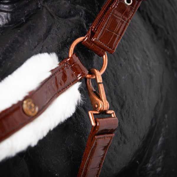 Royal Equestrian Fur Halter Croco Chocolate Full