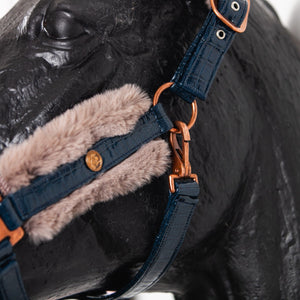 Royal Equestrian Fur Halter Croco Navy Full