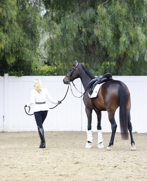 Royal Equestrian Dressage Saddle Pad White Gold Full