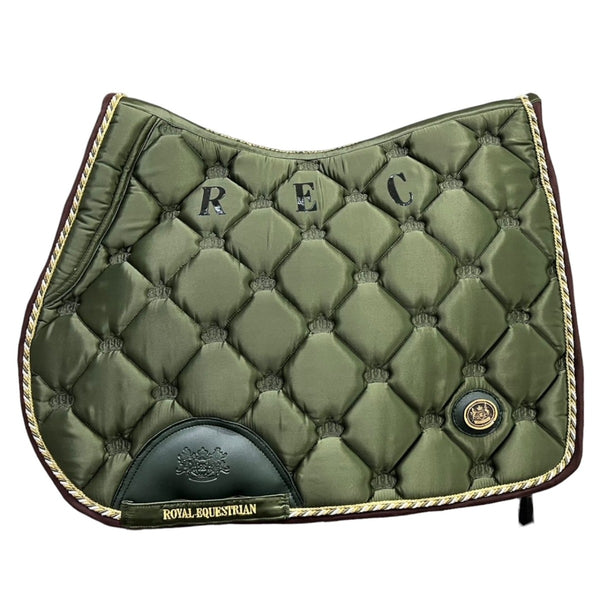 Royal Equestrian Jump Saddle Pad Olive Gold Full