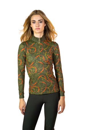 Royal Equestrian Base Layer Cavallo Le Pouvoir Sport Uv Protection Riding Top Olive