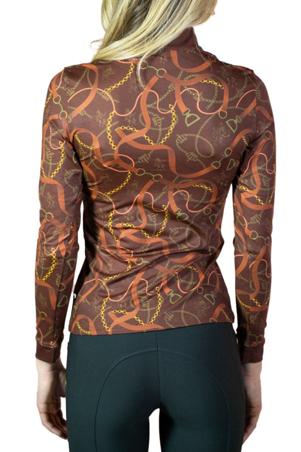 Royal Equestrian Base Layer Cavallo Le Pouvoir Sport Uv Protection Riding Top Chocolate Gold