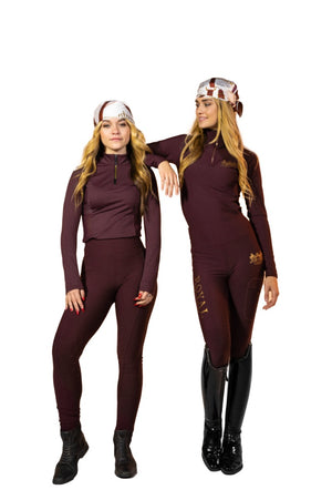 Royal Equestrian Knee Grip Riding Tights Burgundy