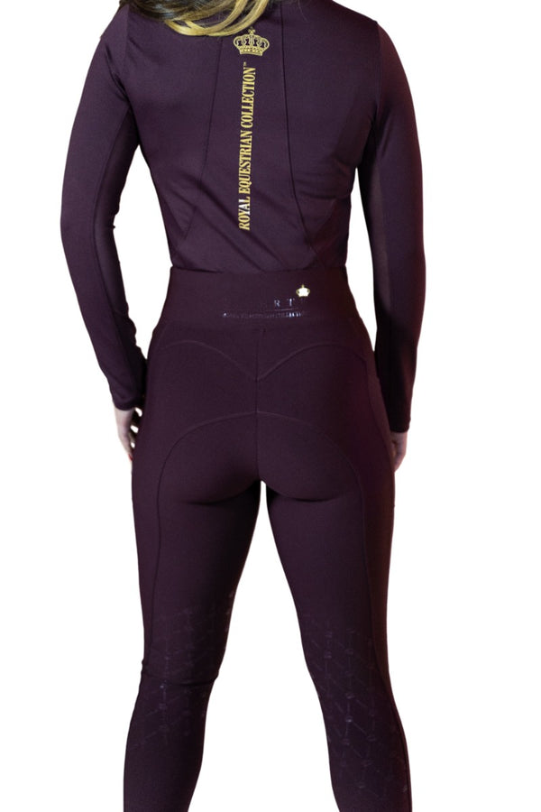 Royal Equestrian Knee Grip Riding Tights Burgundy