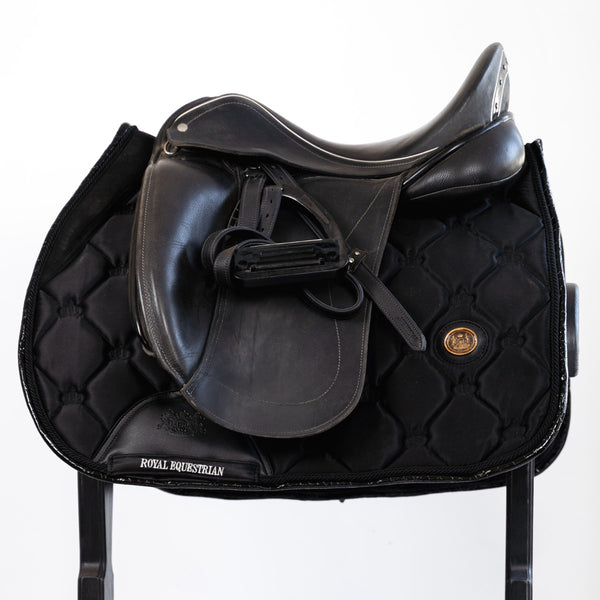 Royal Equestrian Jump Show Saddle Pad Black Croco Full