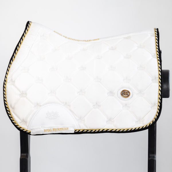 Royal Equestrian Jump Show Saddle Pad White Gold