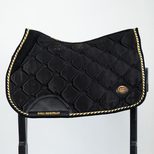 Royal Equestrian Jump Show Saddle Pad Black Gold Full