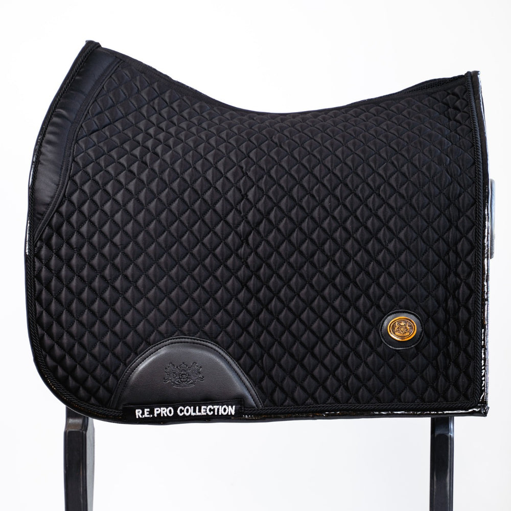 Royal Equestrian Dressage Saddle Pad Black Quilted Full