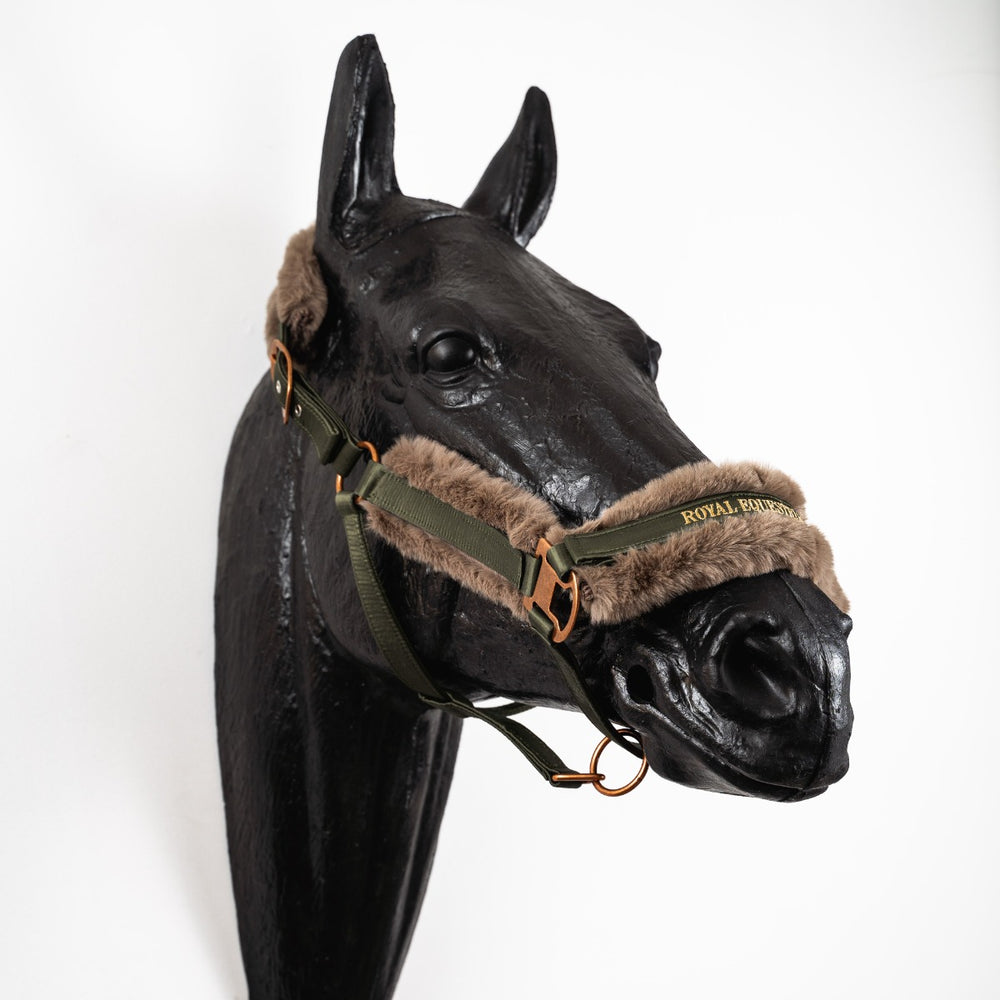 Royal Equestrian Fur Halter Olive Full