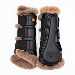 Royal Equestrian Lined Brushing Boots Faux Mink Black