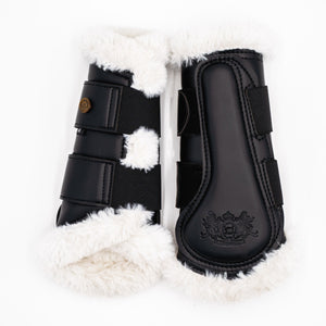 Royal Equestrian Lined Brushing Boots Black White