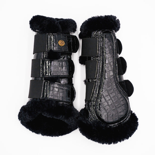 Royal Equestrian Lined Brushing Boots Croco Black