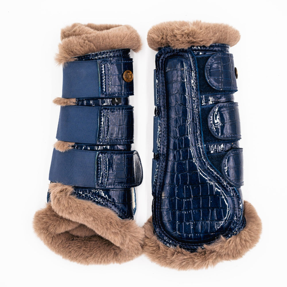 Royal Equestrian Lined Brushing Boots Croco Blue