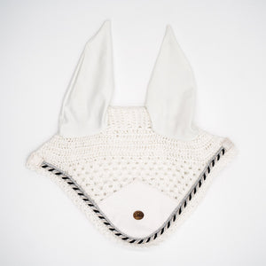 Royal Equestrian Premium Ear Bonnet White Silver Full