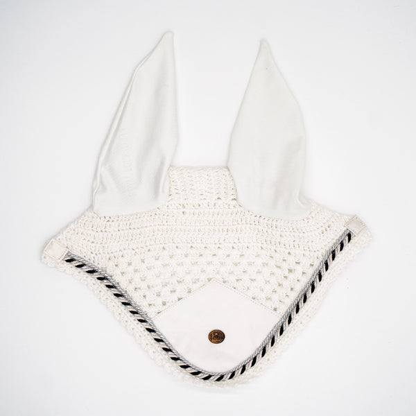 Royal Equestrian Premium Ear Bonnet White Silver Full