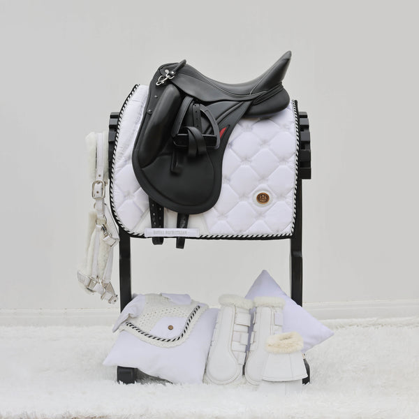 Royal Equestrian Dressage Saddle Pad White Silver Full