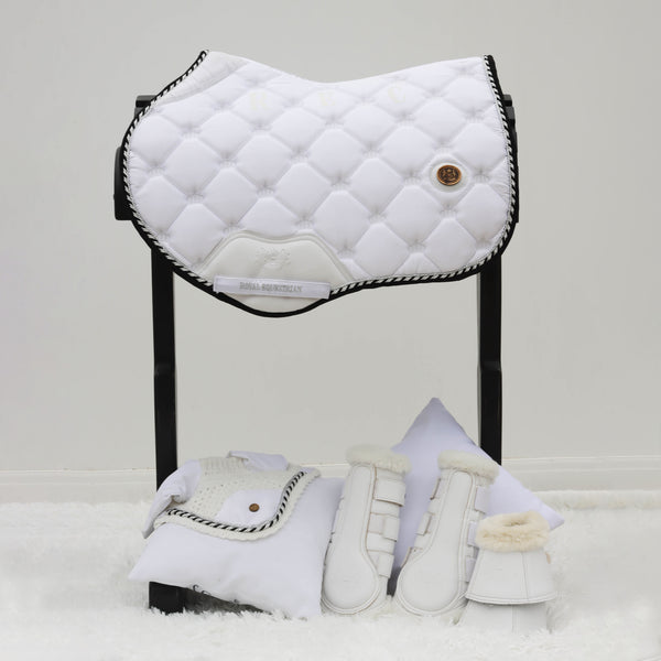 Royal Equestrian Jump Saddle Pad White Silver Full