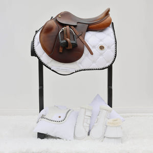 Royal Equestrian Jump Saddle Pad White Silver Full