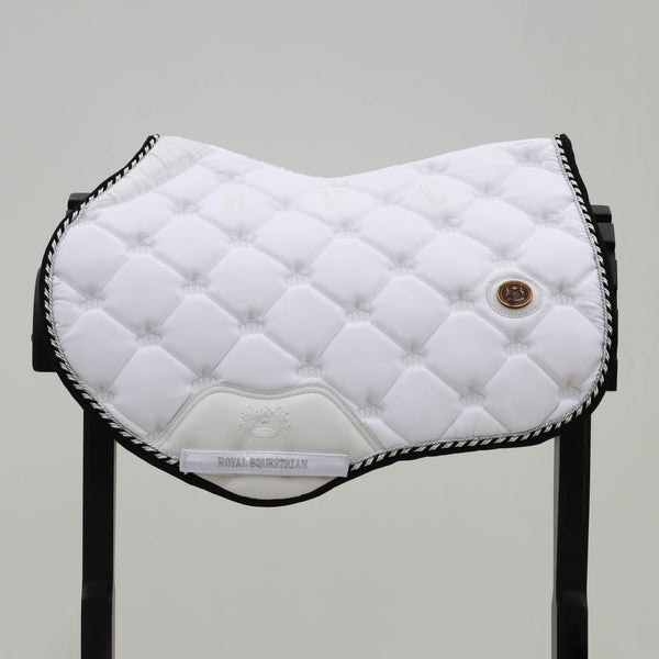 Royal Equestrian Jump Saddle Pad White Silver Full